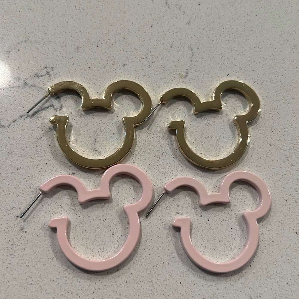 Baublebar Mickey Earrings Pink & Gold